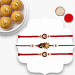 Traditional Ethnic Rakhi Set Of 3 With Besan Laddoo 250Gm