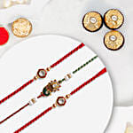 Traditional Ethnic Rakhi Set Of 3 With Ferrero Rocher 3 Pcs