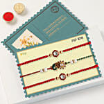 Traditional Ethnic Rakhi Set Of 3 With Kaju Katli