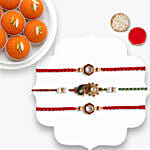 Traditional Ethnic Rakhi Set Of 3 With Motichoor Laddoo