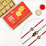 Traditional Ethnic Rakhi Set Of 3 With Soan Papdi