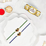 Meenakari Rakhi Set Of 2 With Ferrero Rocher 3 Pcs