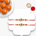 Om Rakhi Set Of 2 With Motichoor Laddoo