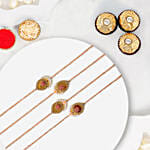 Premium Beads Rakhi Set Of 4 With Ferrero Rocher 3 Pcs