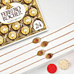 Premium Beads Rakhi Set Of 4 With Ferrero Rocher 24 Pcs