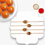Premium Beads Rakhi Set Of 4 With Motichoor Laddoo