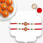 Elegant Ethnic Rakhi Set Of 2 With Motichoor Laddoo