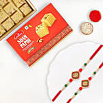 Elegant Ethnic Rakhi Set Of 2 With Soan Papdi