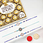 Evil Eye Rakhi Set Of 3 With Ferrero Rocher 24 Pcs