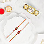 Festive Beads Rakhi Set Of 2 With Ferrero Rocher 3 Pcs