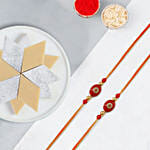 Festive Beads Rakhi Set Of 2 With Kaju Katli