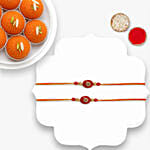 Festive Beads Rakhi Set Of 2 With Motichoor Laddoo