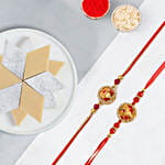 Ganesha Rakhi Set Of 2 With Kaju Katli