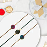 Beads Rakhi Set Of 3 With Kaju Katli