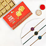 Beads Rakhi Set Of 3 With Soan Papdi