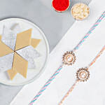 Classic Pearl Rakhi Duo With Kaju Katli