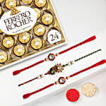 Traditional Ethnic Rakhi Set Of 3 With Ferrero Rocher 32 Pcs