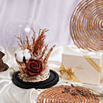 Brown Forever Rose with Godiva Naps Chocolate