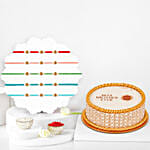 Pearl Beaded Rakhi Set Of 5 With Half Kg Chocolate Cake