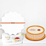 Triple Rudraksha Rakhi With Half Kg Chocolate Cake