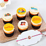 Bal Ganesha Rakhi With 6 Raksha Bandhan Cupcakes