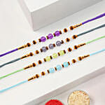 Beaded Rakhi Set Of 4 With 6 Raksha Bandhan Cupcakes