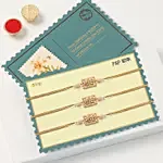 Kundan Pearl Rakhi Set Of 3 With Motichoor Laddoo