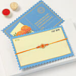 Orange Floral Beads Rakhi With Cashews And Almonds