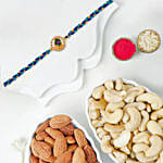 Peacock Feather Braided Rakhi With Cashews And Almonds