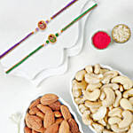 Floral Meenakari Rakhi Set Of 2 With Cashews And Almonds