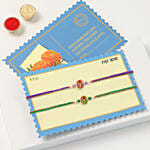 Floral Meenakari Rakhi Set Of 2 With Cashews And Almonds