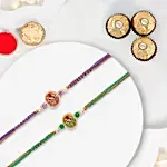 Floral Meenakari Rakhi Set Of 2 With Ferrero Rocher 3 Pcs