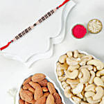 Grey Beaded Rakhi With Cashews And Almonds