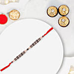 Grey Beaded Rakhi With Ferrero Rocher 3 Pcs