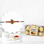 Sneh Gold Radha Krishna Pearl Rakhi With Ferrero Rocher 16 Pcs