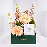 Guess Gold Analong Watch With Flowers Gift Box For Her