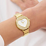 Guess Womens Watch With Pink Rose Heart Arrangement