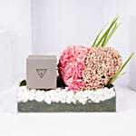 Guess Womens Watch With Pink Rose Heart Arrangement