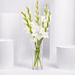 White Gladiolus In Premium Vase