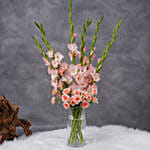 Gladiolus And Roses In A Premium Vase