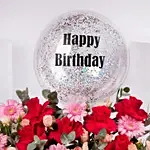 Personalised Name Birthday Balloon & Flower Basket