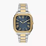 Fossil Mens Crosby Three Hand Date Two Tone Stainless Steel Watch