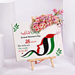 Happy Womens Day Canvas With Pink Roses