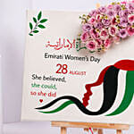 Happy Womens Day Canvas With Pink Roses