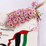 Happy Womens Day Canvas With Pink Roses