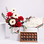 Luxury Emirati Womens Day Flower Arrangement And Dubai Chocolate