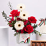 Luxury Emirati Womens Day Flower Arrangement And Dubai Chocolate