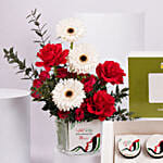 Luxury Emirati Womens Day Flower Arrangement With Cupcake