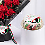 Emirati Womens Day Special Flower Bouquet With Cake