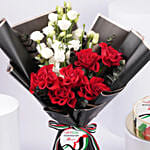 Emirati Womens Day Special Flower Bouquet With Cake